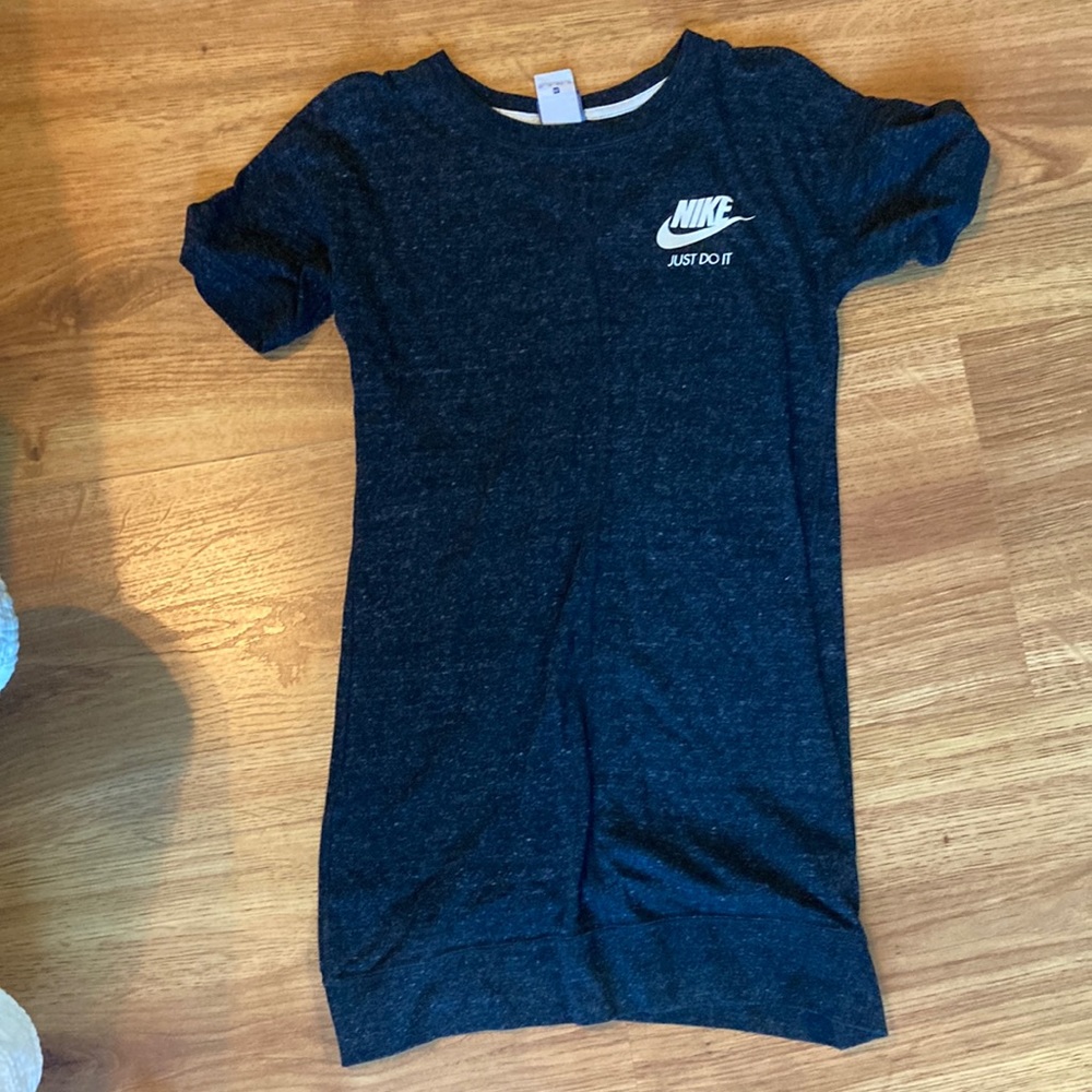 Nike Dark Heather Black Midi Dress with White Logo